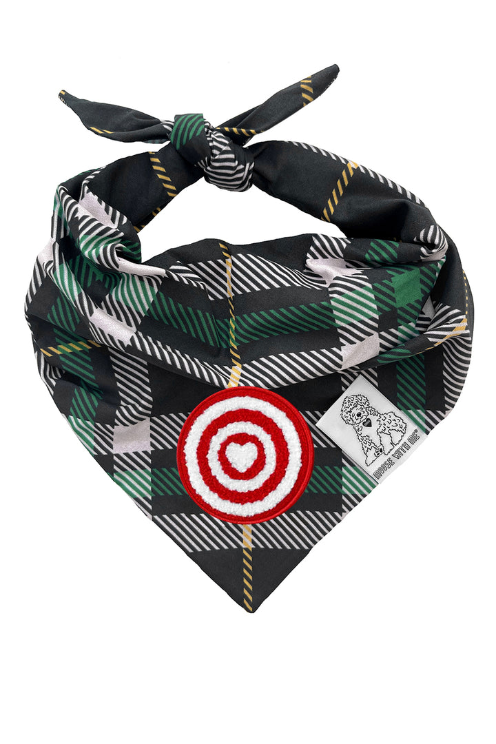 Dog Bandana Plaid - Cream - Customize by adding Interchangeable Velcro Embroidered Patches