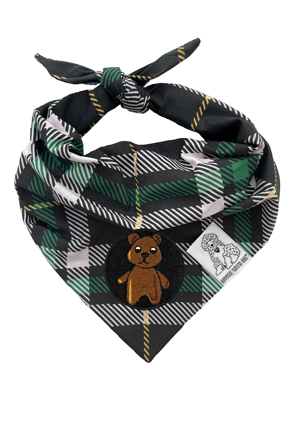 Dog Bandana Plaid - Cream - Customize by adding Interchangeable Velcro Embroidered Patches