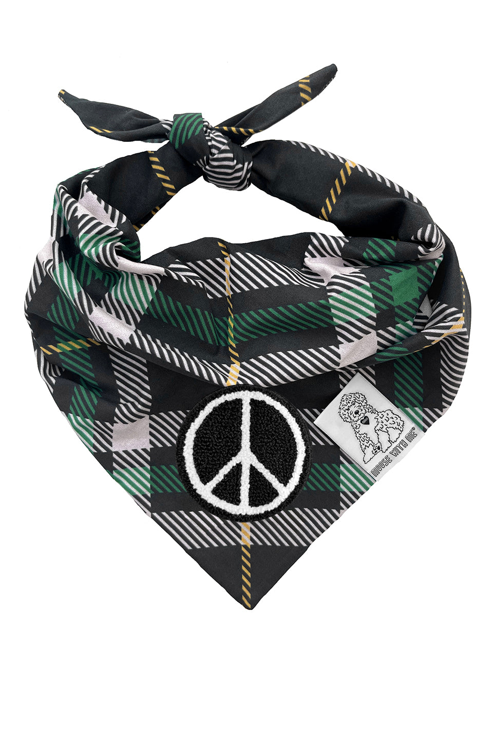 Dog Bandana Plaid - Cream - Customize by adding Interchangeable Velcro Embroidered Patches