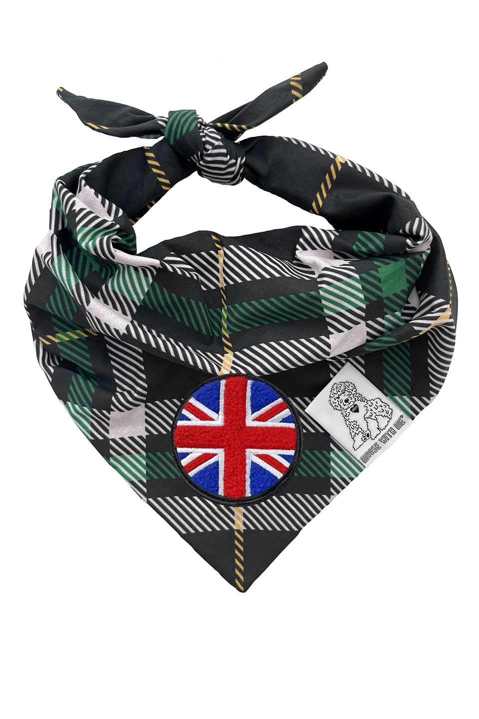 Dog Bandana Plaid - Cream - Customize by adding Interchangeable Velcro Embroidered Patches