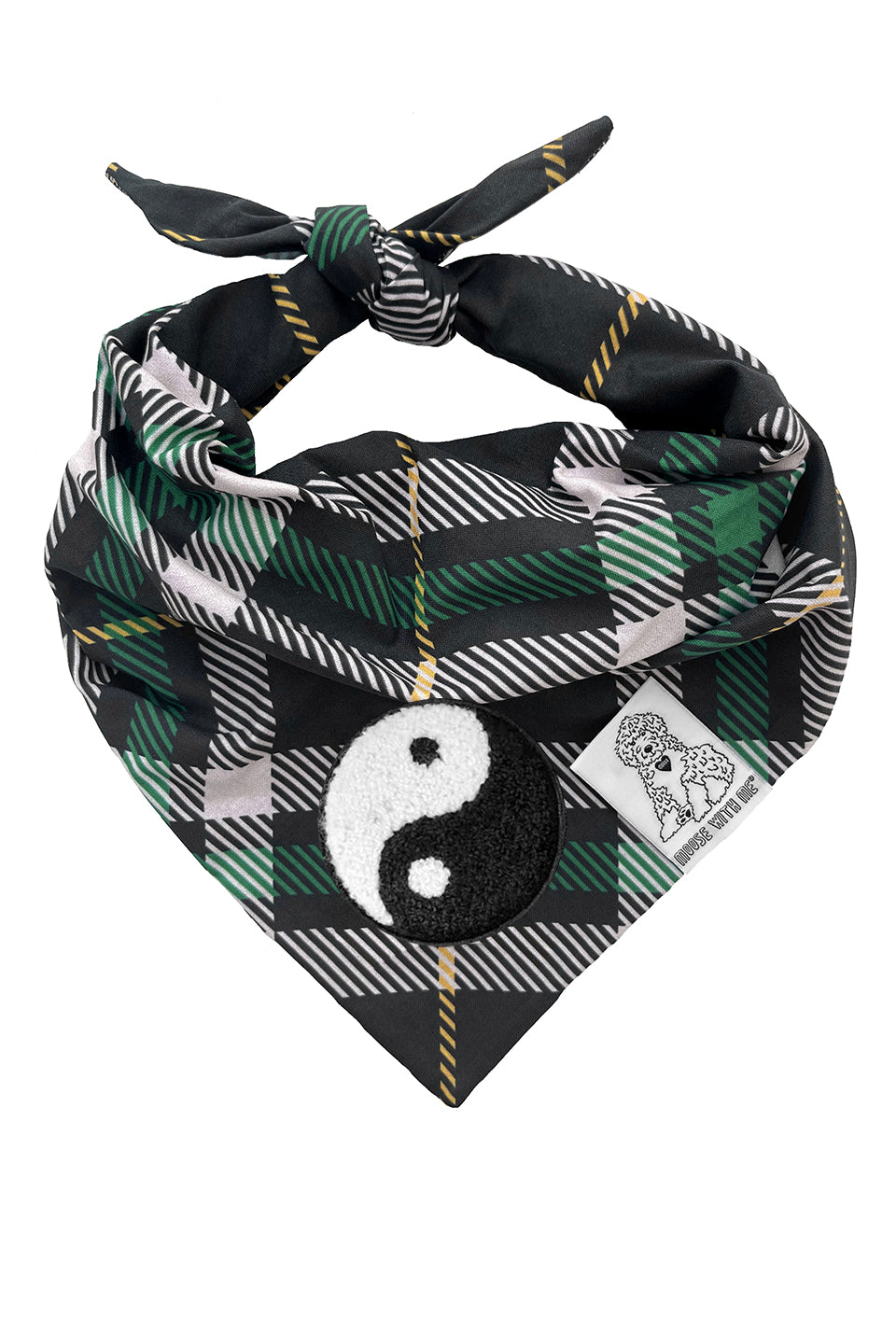 Dog Bandana Plaid - Cream - Customize by adding Interchangeable Velcro Embroidered Patches