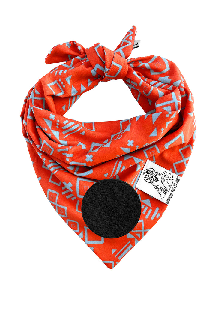 Dog Bandana Aztec - Red - Customize by adding Interchangeable Velcro Embroidered Patches