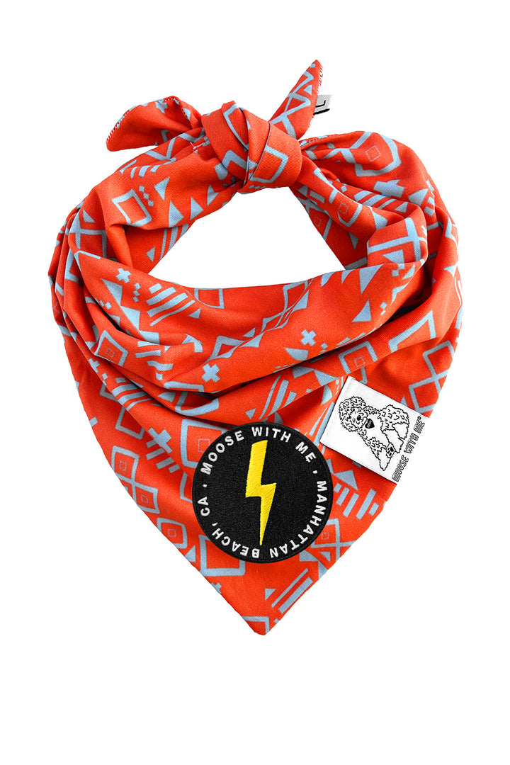 Dog Bandana Aztec - Red - Customize by adding Interchangeable Velcro Embroidered Patches