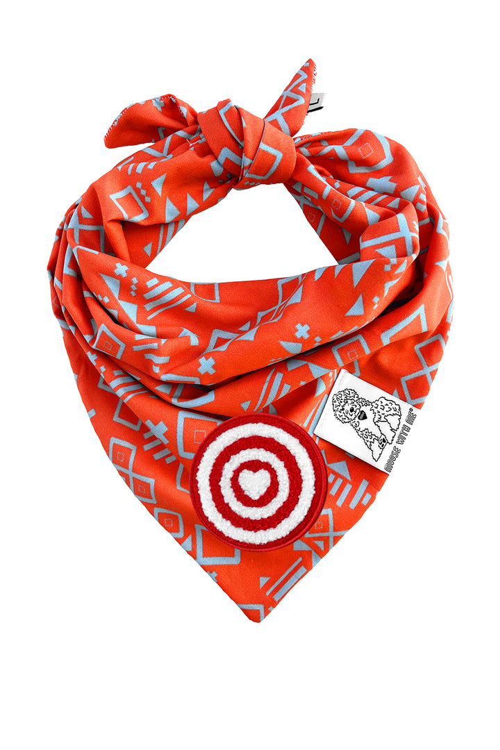 Dog Bandana Aztec - Red - Customize by adding Interchangeable Velcro Embroidered Patches