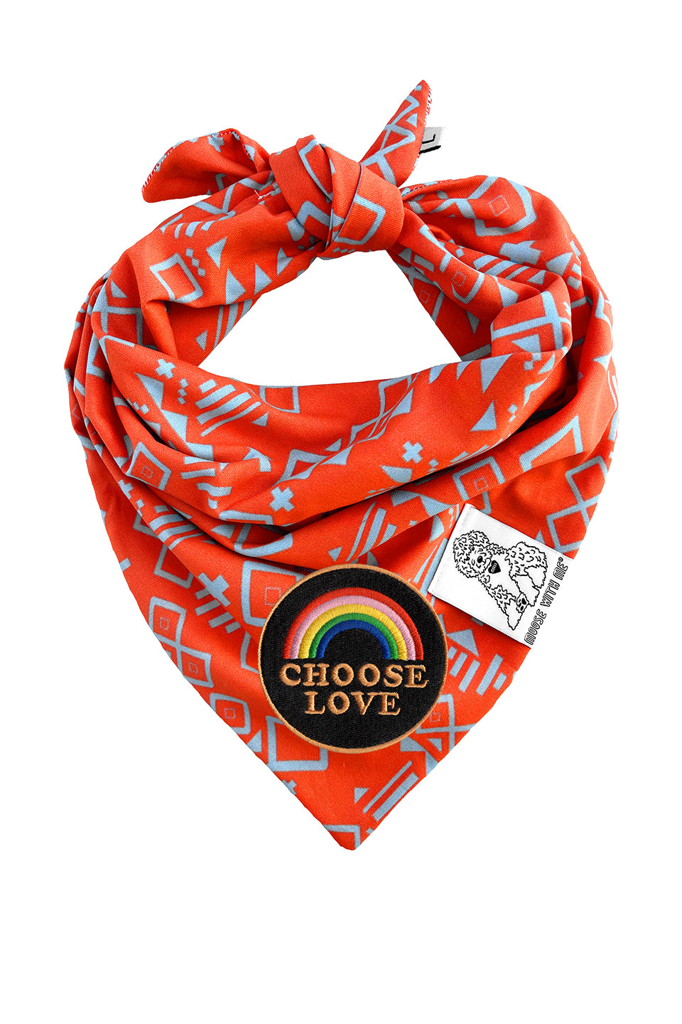 Dog Bandana Aztec - Red - Customize by adding Interchangeable Velcro Embroidered Patches