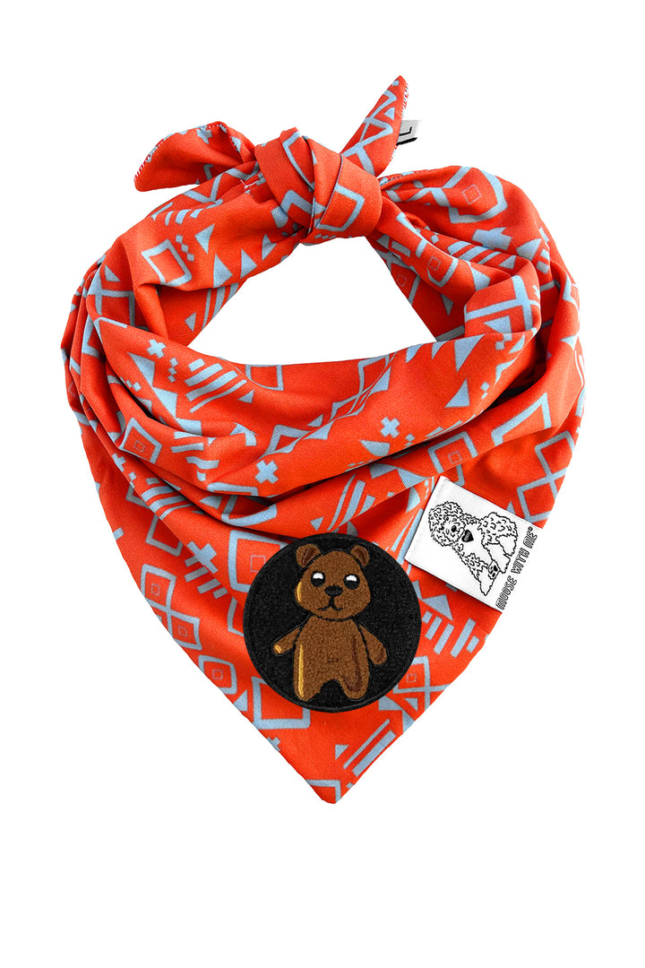 Dog Bandana Aztec - Red - Customize by adding Interchangeable Velcro Embroidered Patches