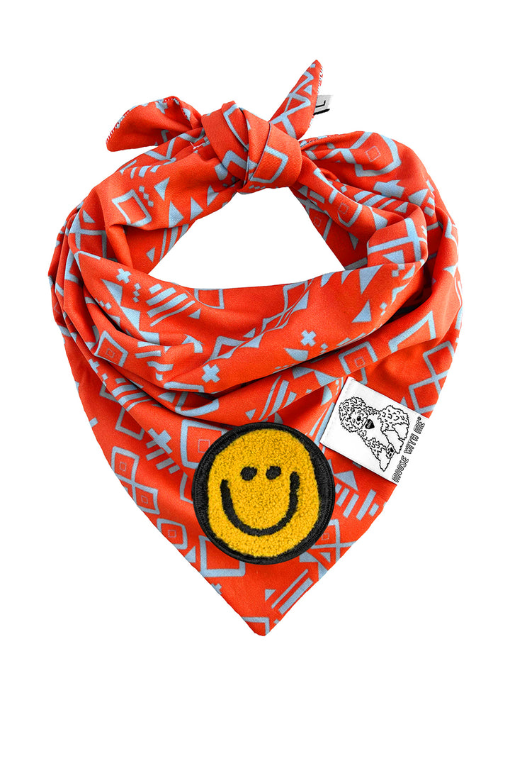 Dog Bandana Aztec - Red - Customize by adding Interchangeable Velcro Embroidered Patches