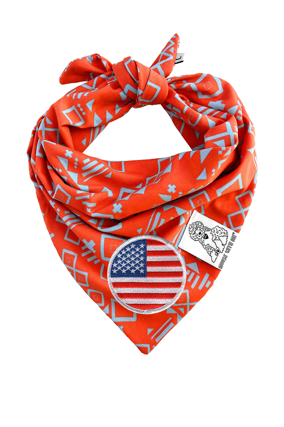 Dog Bandana Aztec - Red - Customize by adding Interchangeable Velcro Embroidered Patches