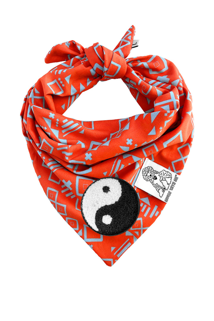 Dog Bandana Aztec - Red - Customize by adding Interchangeable Velcro Embroidered Patches