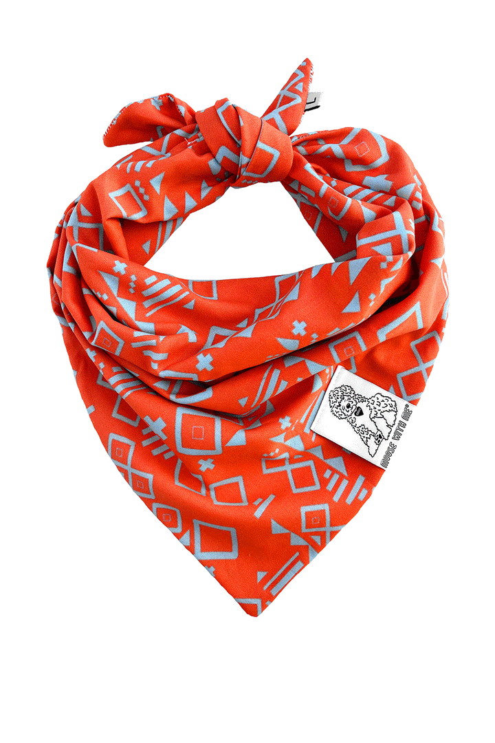 Dog Bandana Aztec - Red - Customize by adding Interchangeable Velcro Embroidered Patches