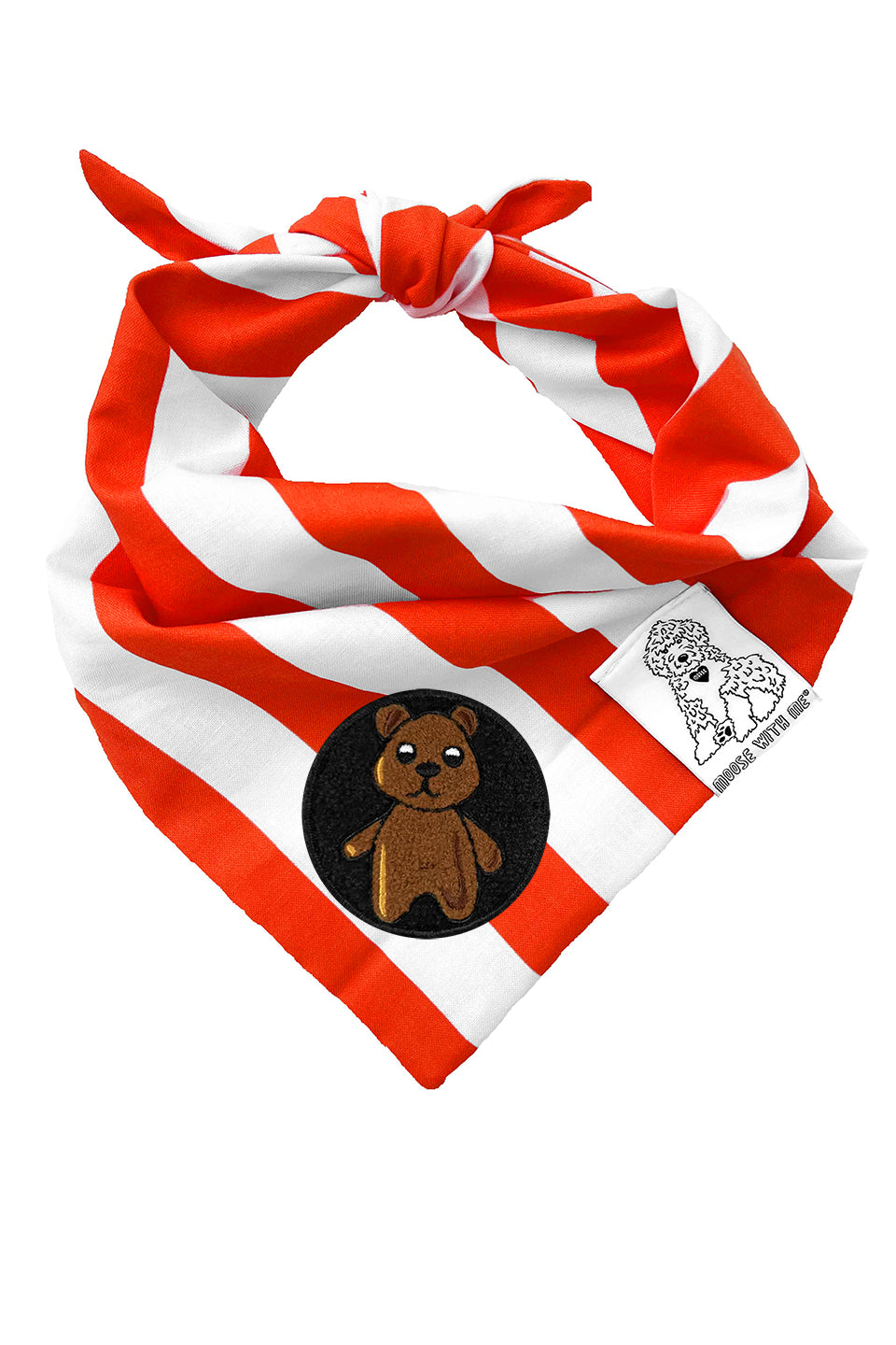 Dog Bandana Stripe - Red - Customize by adding Interchangeable Velcro Embroidered Patches