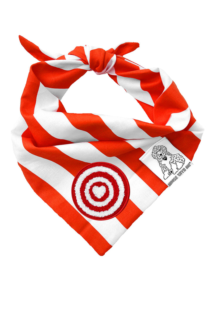 Dog Bandana Stripe - Red - Customize by adding Interchangeable Velcro Embroidered Patches