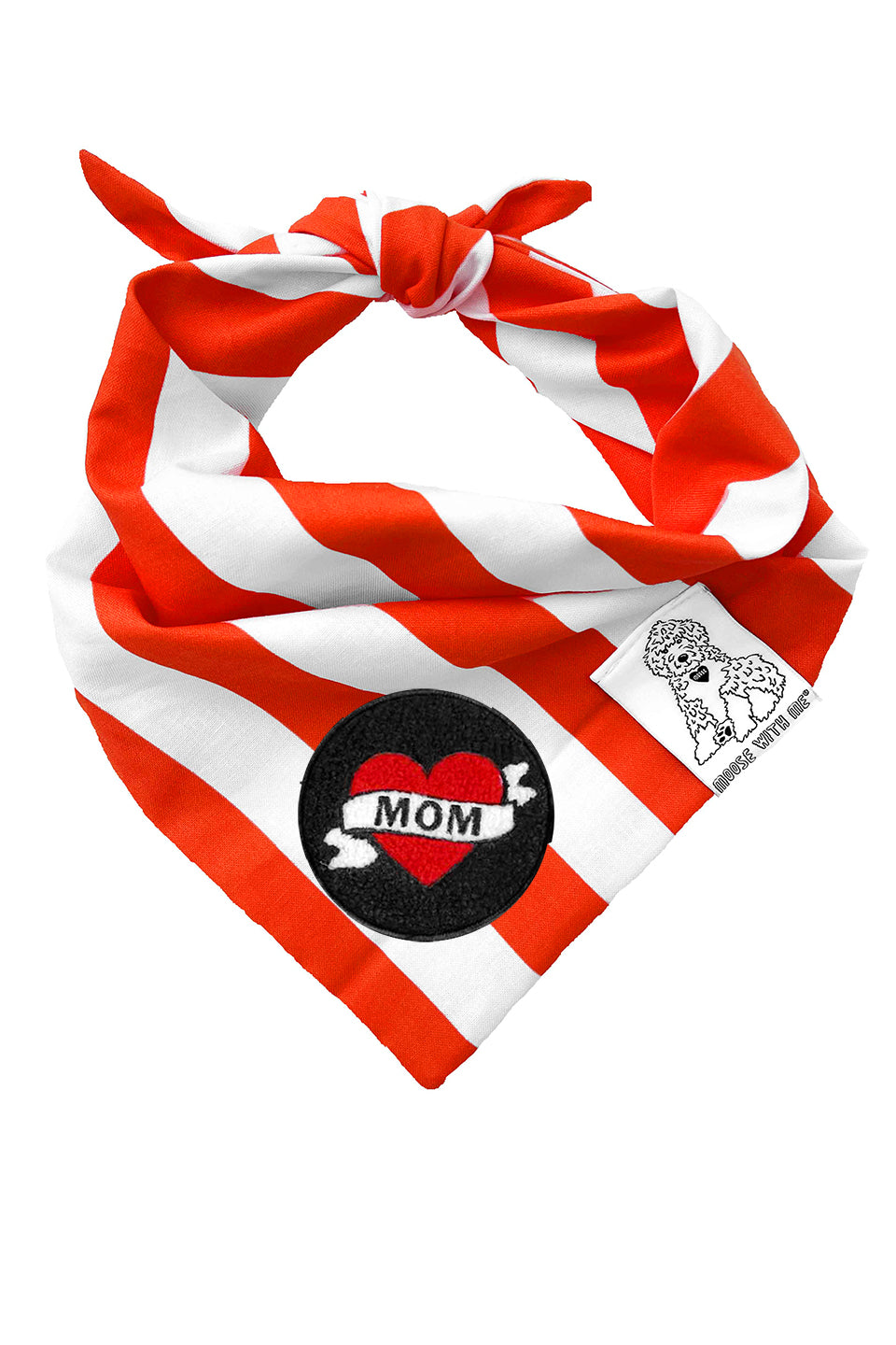 Dog Bandana Stripe - Red - Customize by adding Interchangeable Velcro Embroidered Patches