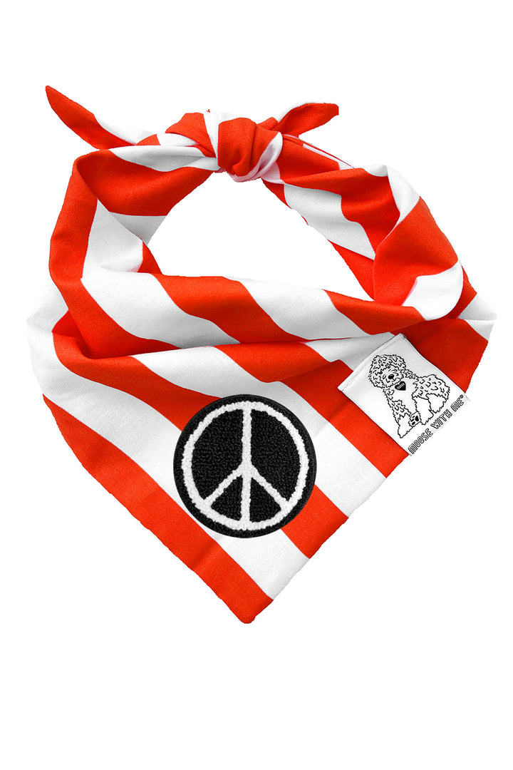 Dog Bandana Stripe - Red - Customize by adding Interchangeable Velcro Embroidered Patches