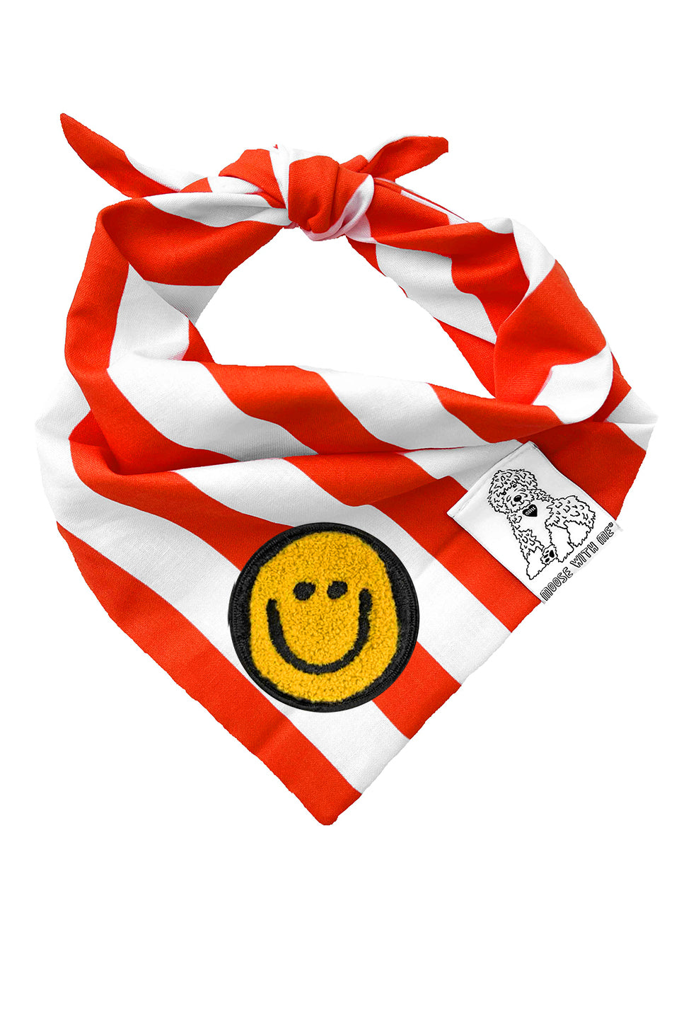 Dog Bandana Stripe - Red - Customize by adding Interchangeable Velcro Embroidered Patches
