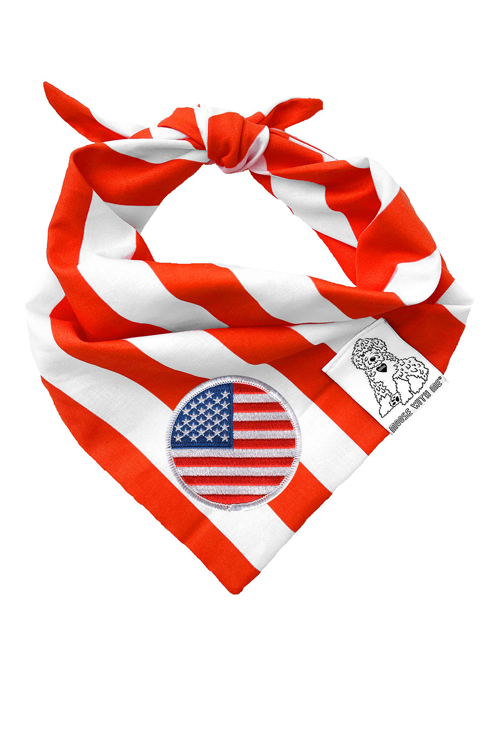 Dog Bandana Stripe - Red - Customize by adding Interchangeable Velcro Embroidered Patches