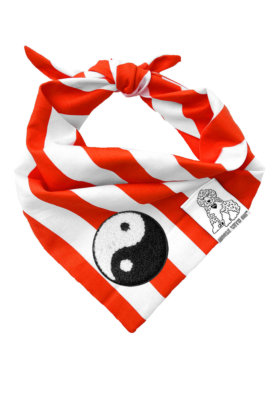 Dog Bandana Stripe - Red - Customize by adding Interchangeable Velcro Embroidered Patches