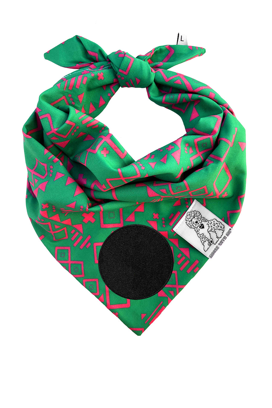 Dog Bandana Aztec - Green - Customize by adding Interchangeable Velcro Embroidered Patches