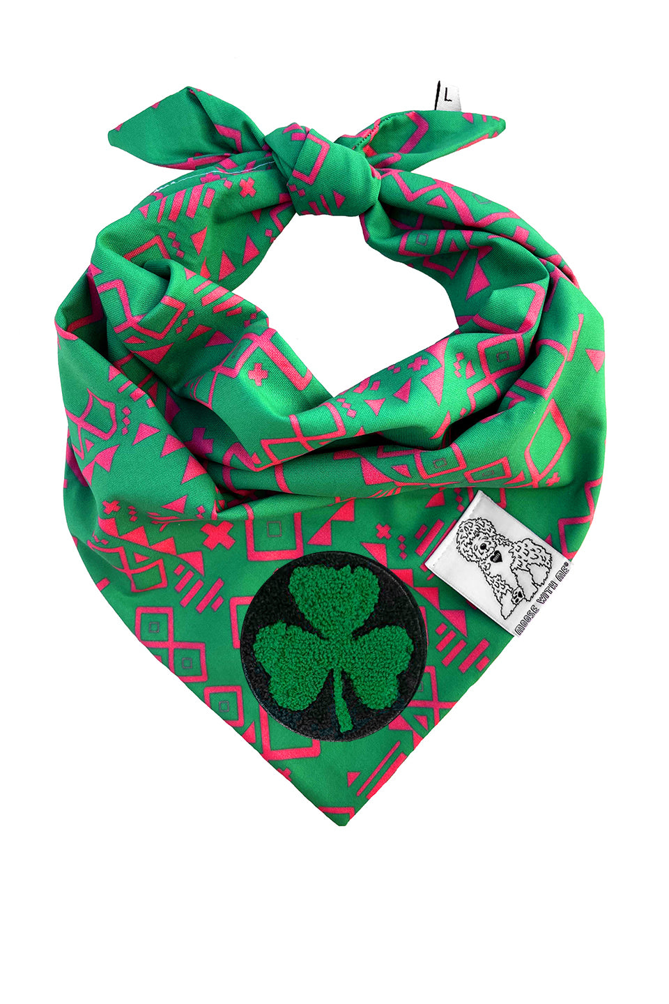 Dog Bandana Aztec - Green - Customize by adding Interchangeable Velcro Embroidered Patches