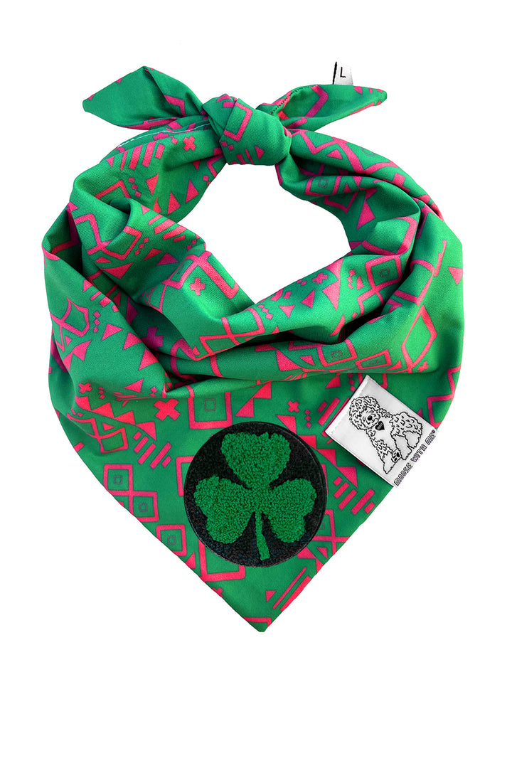 Dog Bandana Aztec - Green - Customize by adding Interchangeable Velcro Embroidered Patches