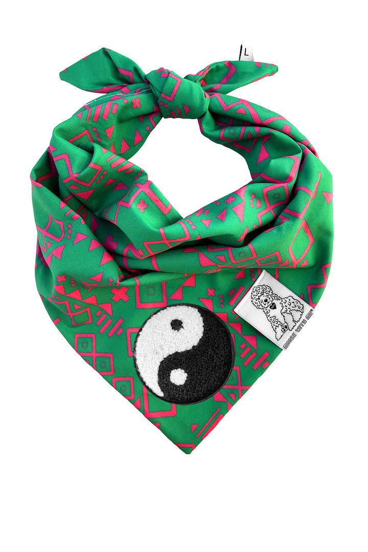 Dog Bandana Aztec - Green - Customize by adding Interchangeable Velcro Embroidered Patches