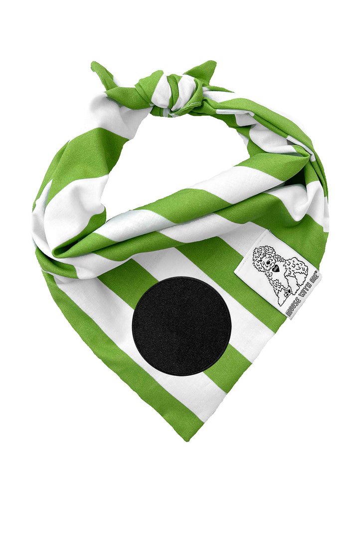 Dog Bandana Stripe - Green - Customize by adding Interchangeable Velcro Embroidered Patches