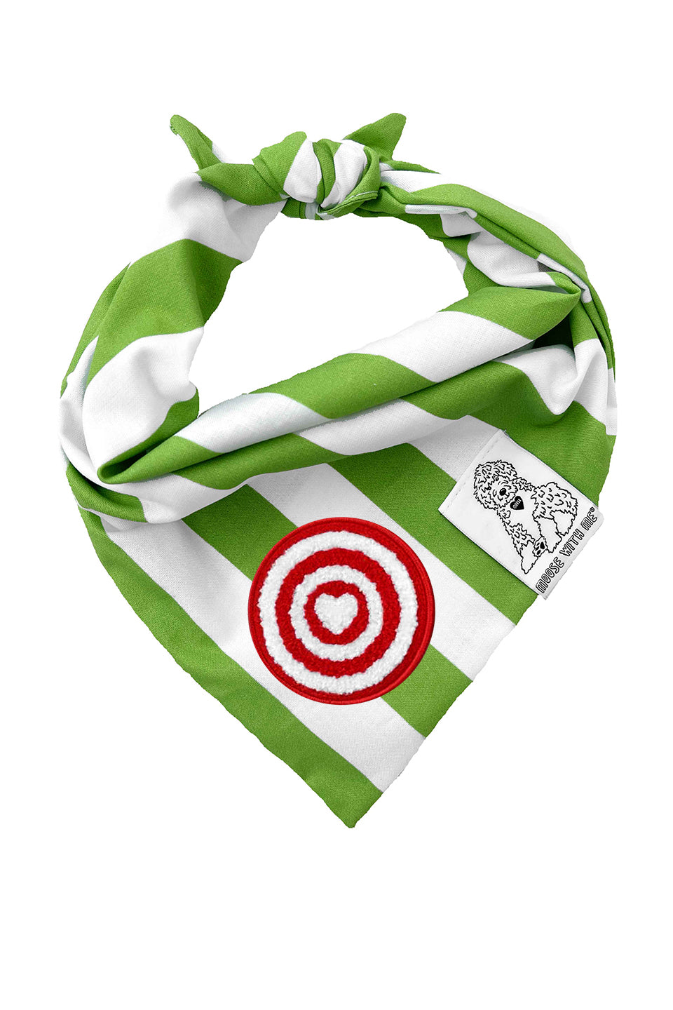 Dog Bandana Stripe - Green - Customize by adding Interchangeable Velcro Embroidered Patches