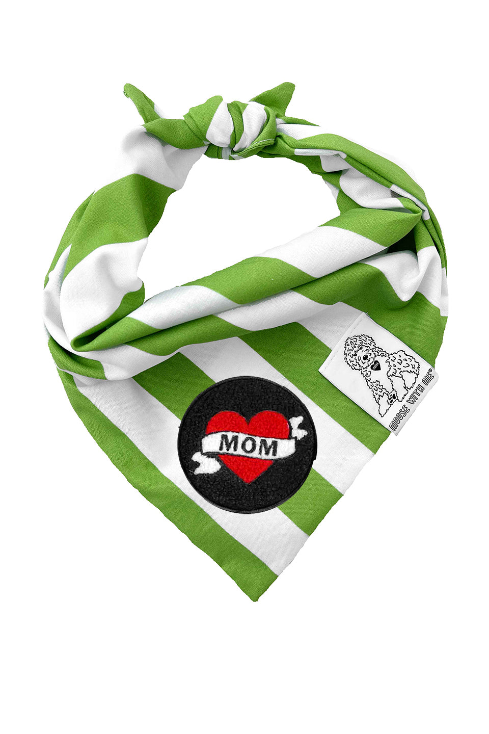Dog Bandana Stripe - Green - Customize by adding Interchangeable Velcro Embroidered Patches