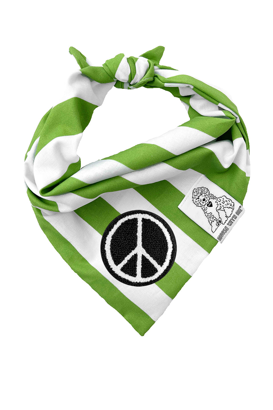 Dog Bandana Stripe - Green - Customize by adding Interchangeable Velcro Embroidered Patches
