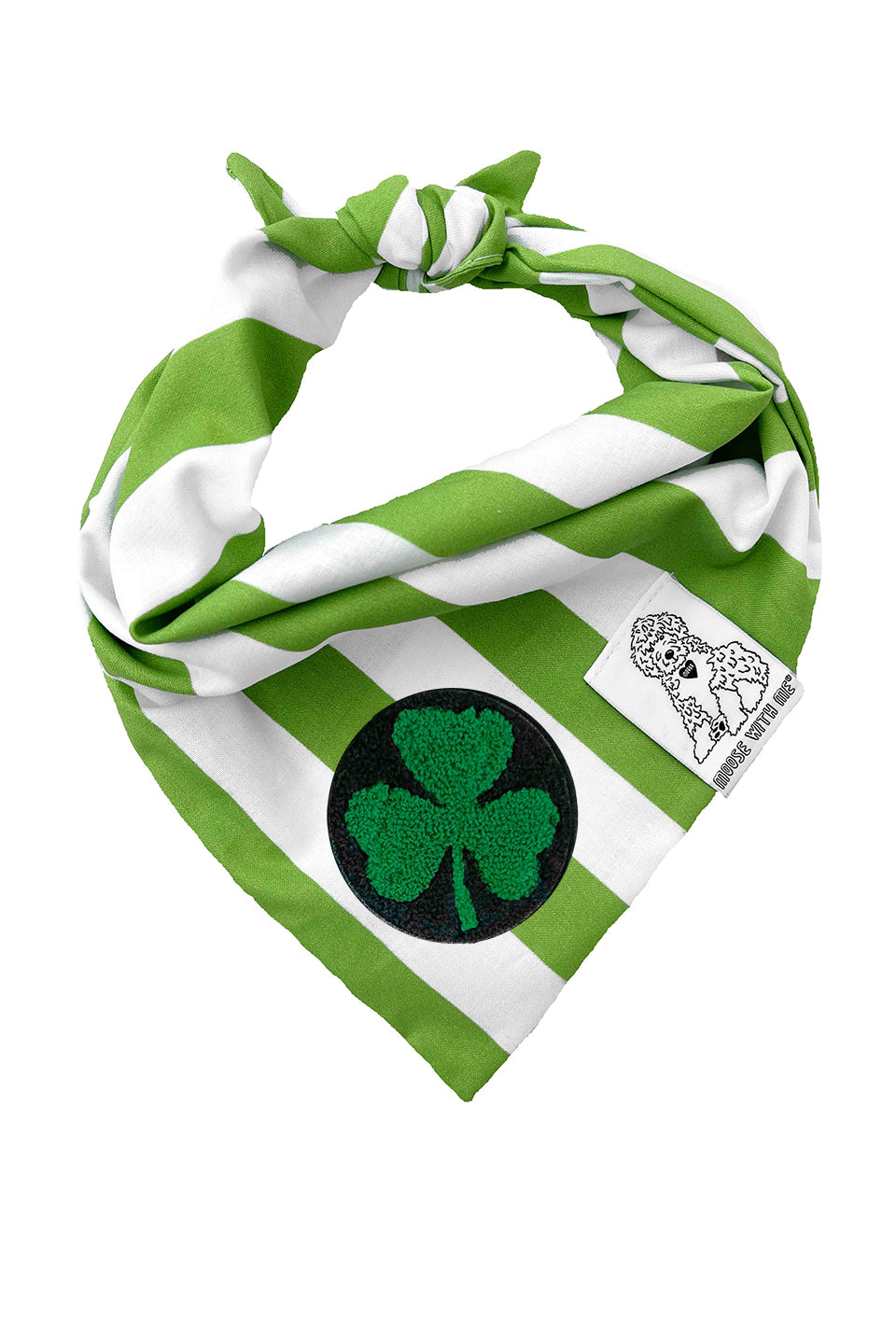 Dog Bandana Stripe - Green - Customize by adding Interchangeable Velcro Embroidered Patches