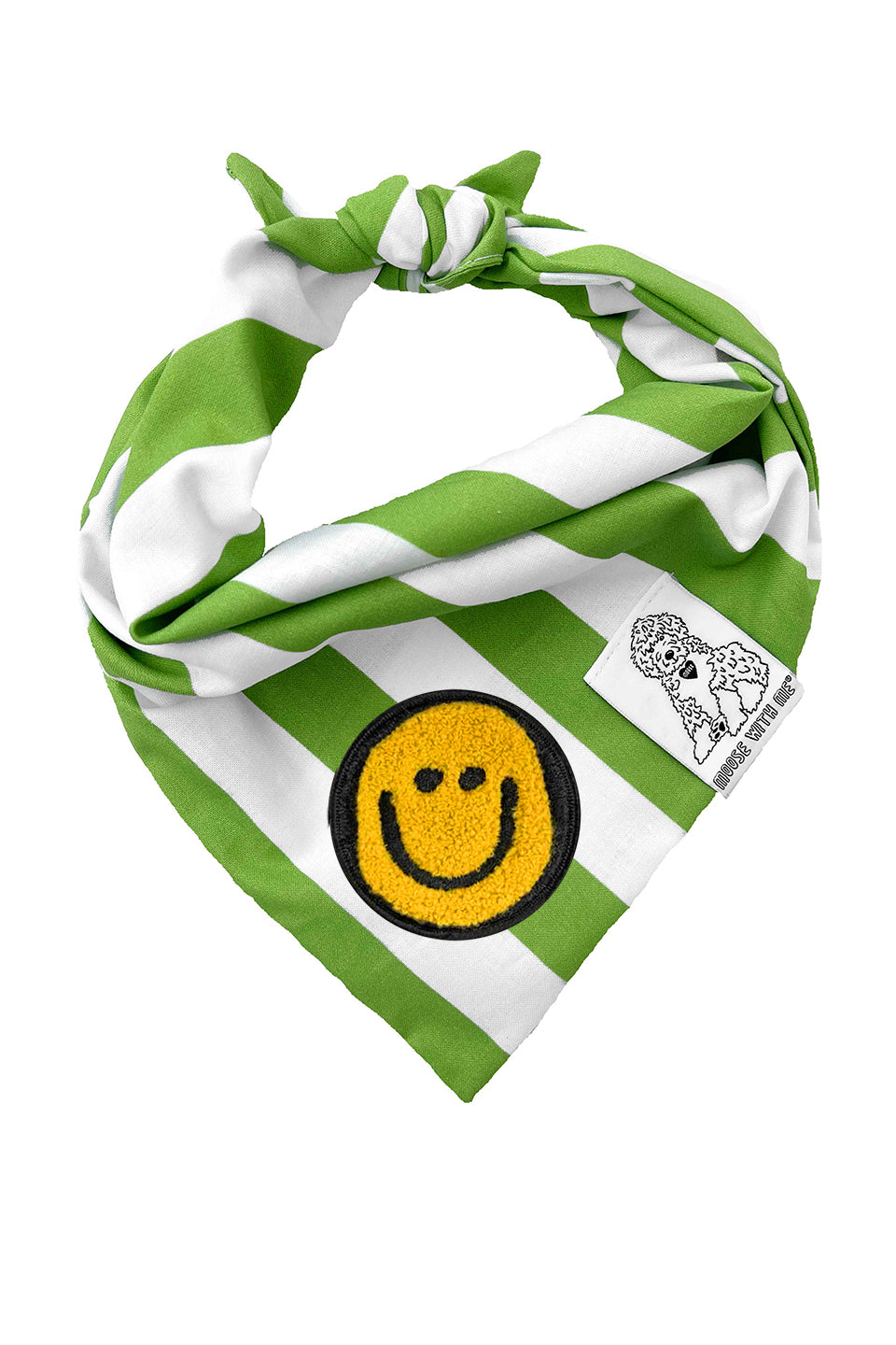 Dog Bandana Stripe - Green - Customize by adding Interchangeable Velcro Embroidered Patches