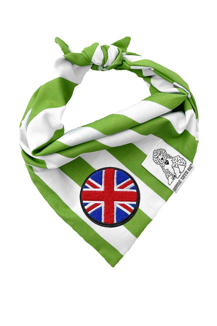 Dog Bandana Stripe - Green - Customize by adding Interchangeable Velcro Embroidered Patches