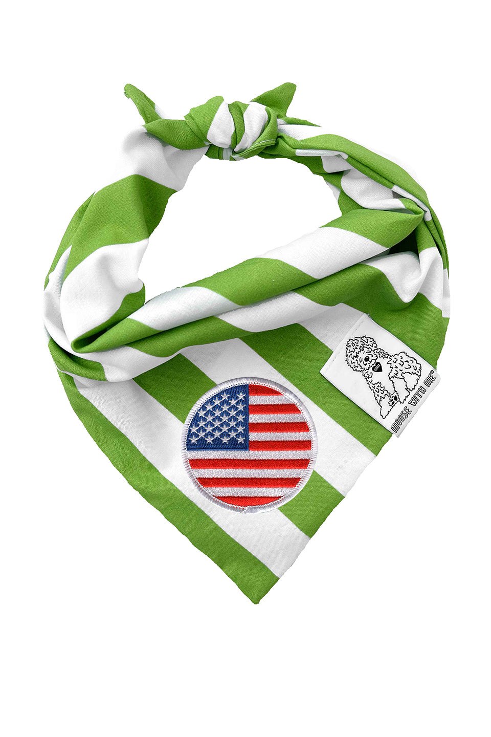Dog Bandana Stripe - Green - Customize by adding Interchangeable Velcro Embroidered Patches