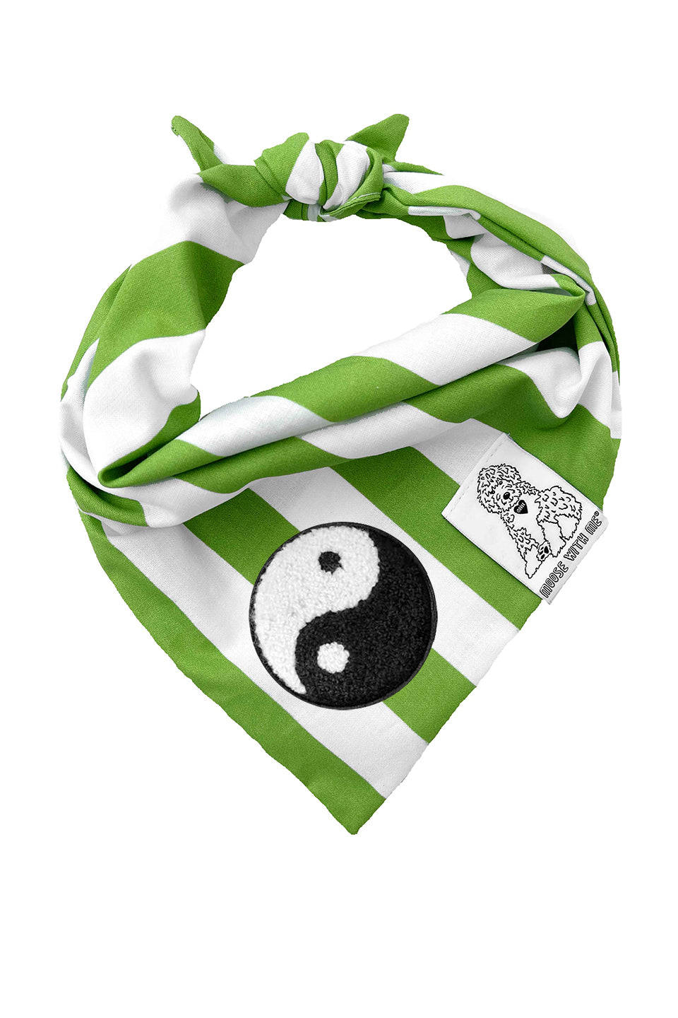 Dog Bandana Stripe - Green - Customize by adding Interchangeable Velcro Embroidered Patches