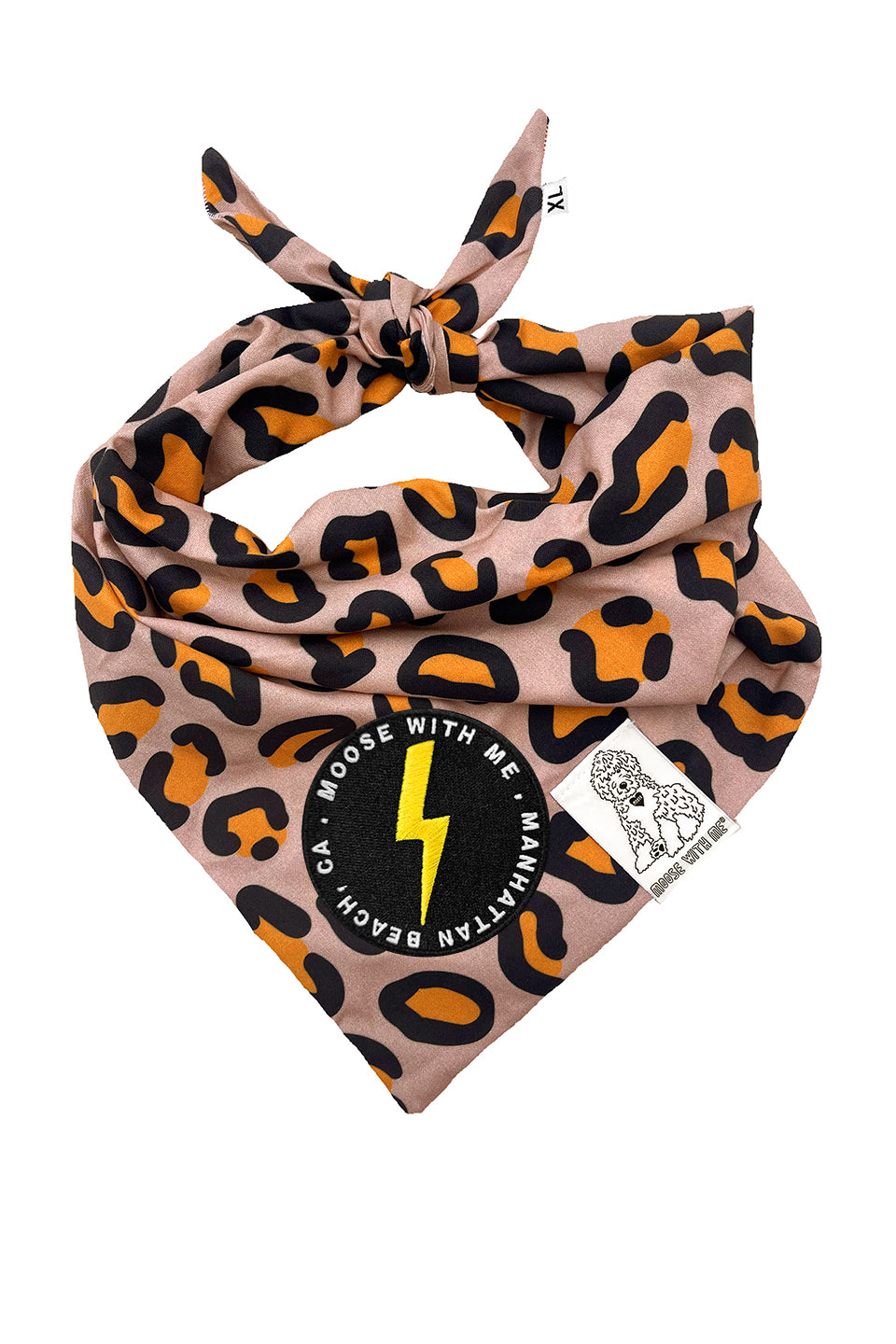 Dog Bandana Leopard Print - Brown - Customize by adding Interchangeable Velcro Embroidered Patches