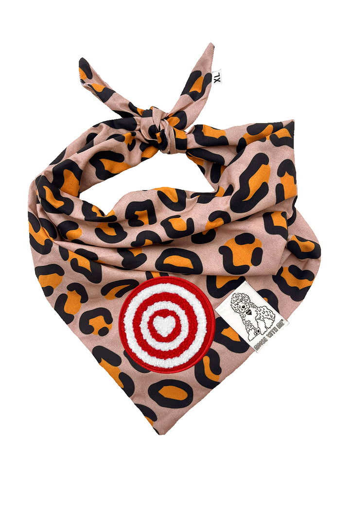 Dog Bandana Leopard Print - Brown - Customize by adding Interchangeable Velcro Embroidered Patches