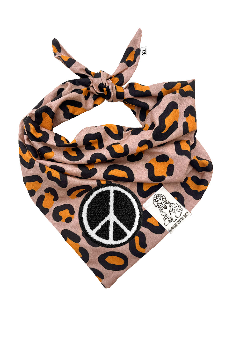 Dog Bandana Leopard Print - Brown - Customize by adding Interchangeable Velcro Embroidered Patches