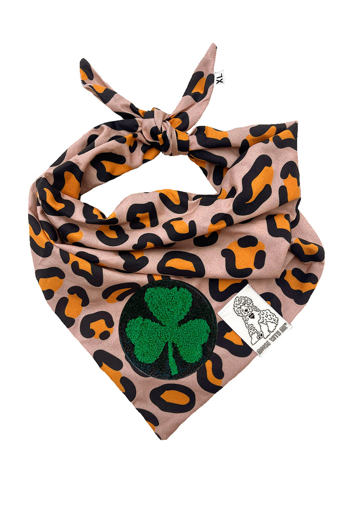 Dog Bandana Leopard Print - Brown - Customize by adding Interchangeable Velcro Embroidered Patches