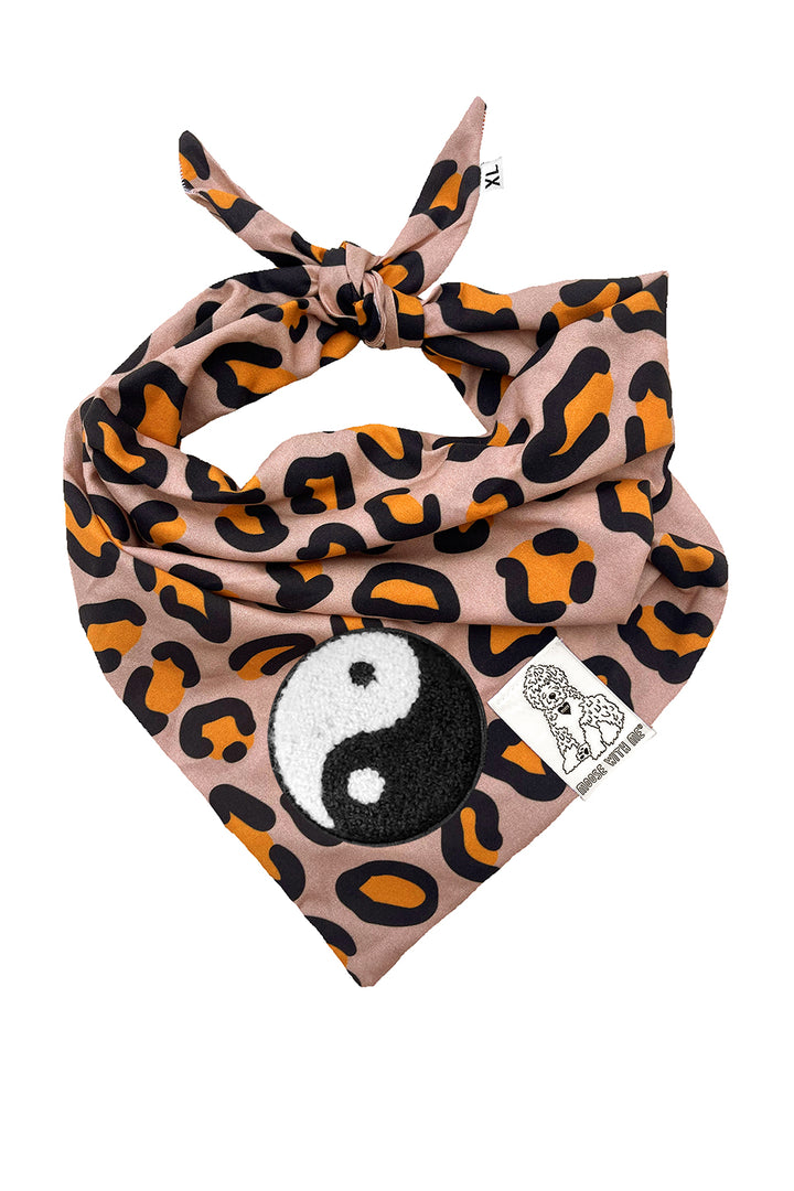 Dog Bandana Leopard Print - Brown - Customize by adding Interchangeable Velcro Embroidered Patches