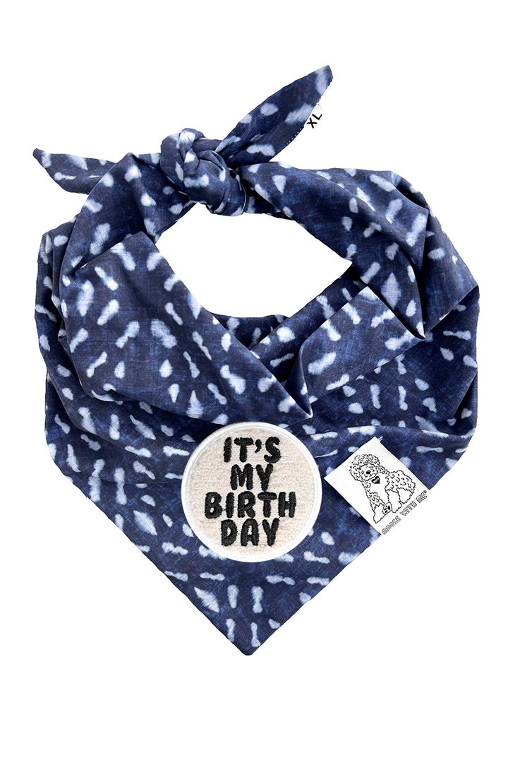 Dog Bandana Indigo - Navy - Customize by adding Interchangeable Velcro Embroidered Patches