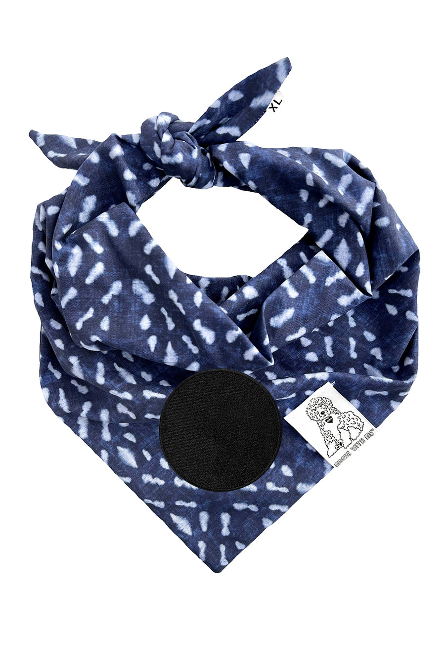 Dog Bandana Indigo - Navy - Customize by adding Interchangeable Velcro Embroidered Patches