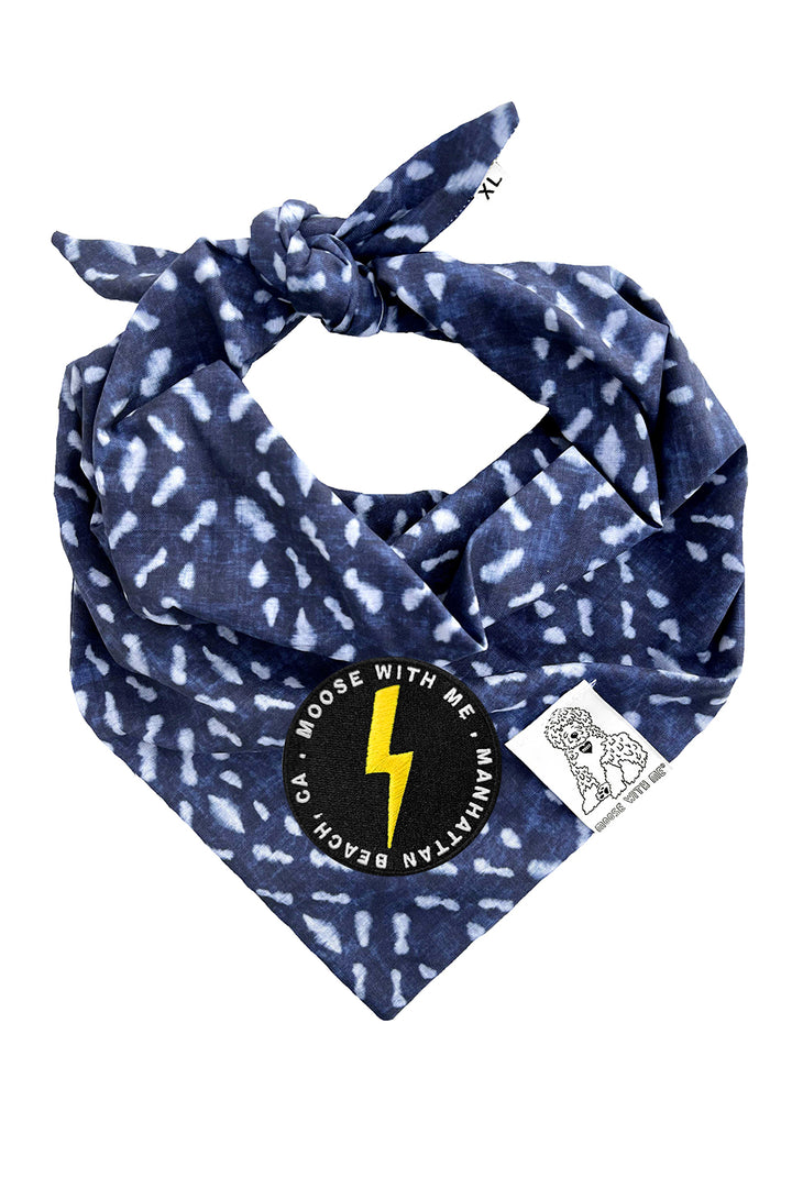 Dog Bandana Indigo - Navy - Customize by adding Interchangeable Velcro Embroidered Patches