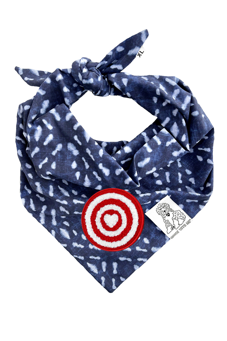 Dog Bandana Indigo - Navy - Customize by adding Interchangeable Velcro Embroidered Patches
