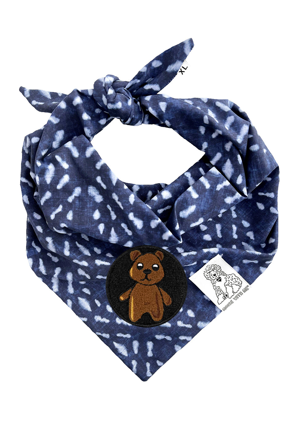Dog Bandana Indigo - Navy - Customize by adding Interchangeable Velcro Embroidered Patches