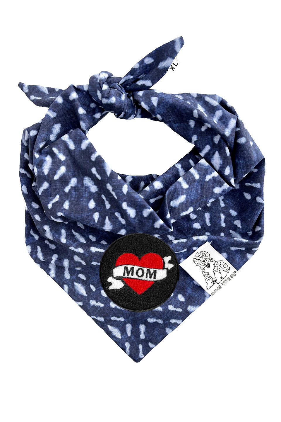 Dog Bandana Indigo - Navy - Customize by adding Interchangeable Velcro Embroidered Patches