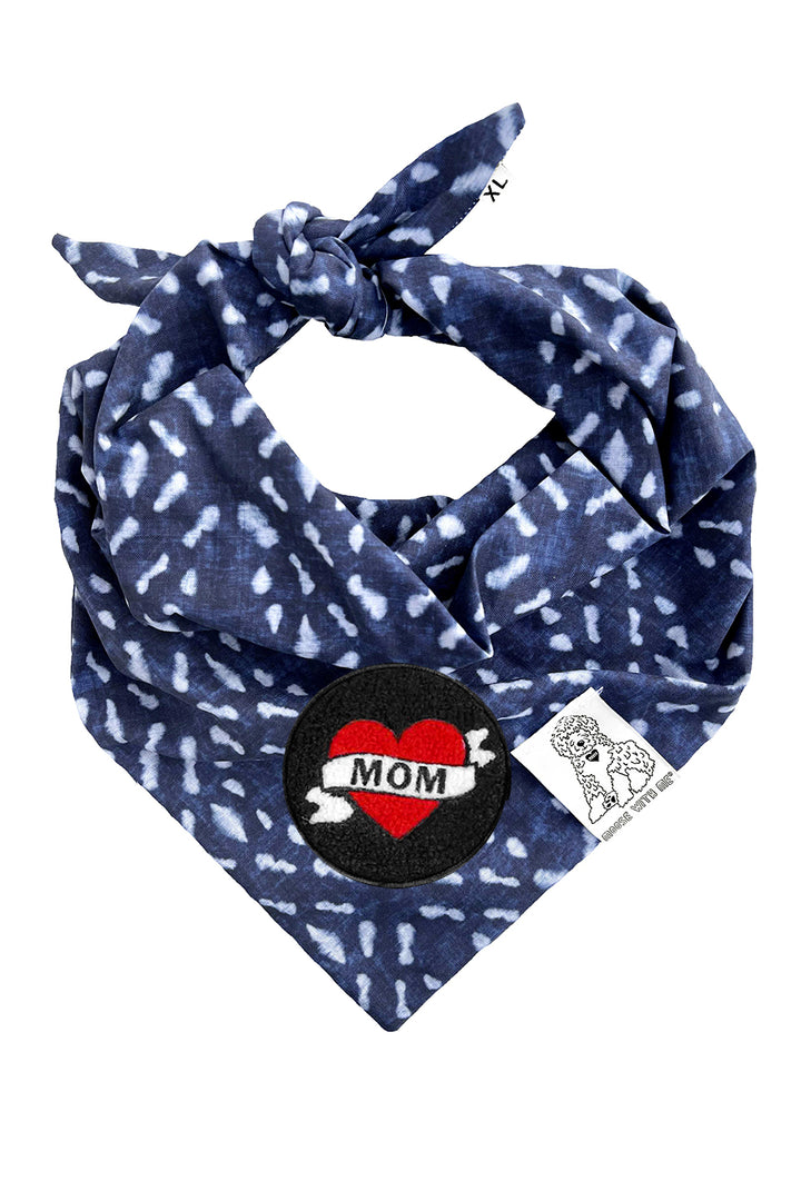 Dog Bandana Indigo - Navy - Customize by adding Interchangeable Velcro Embroidered Patches