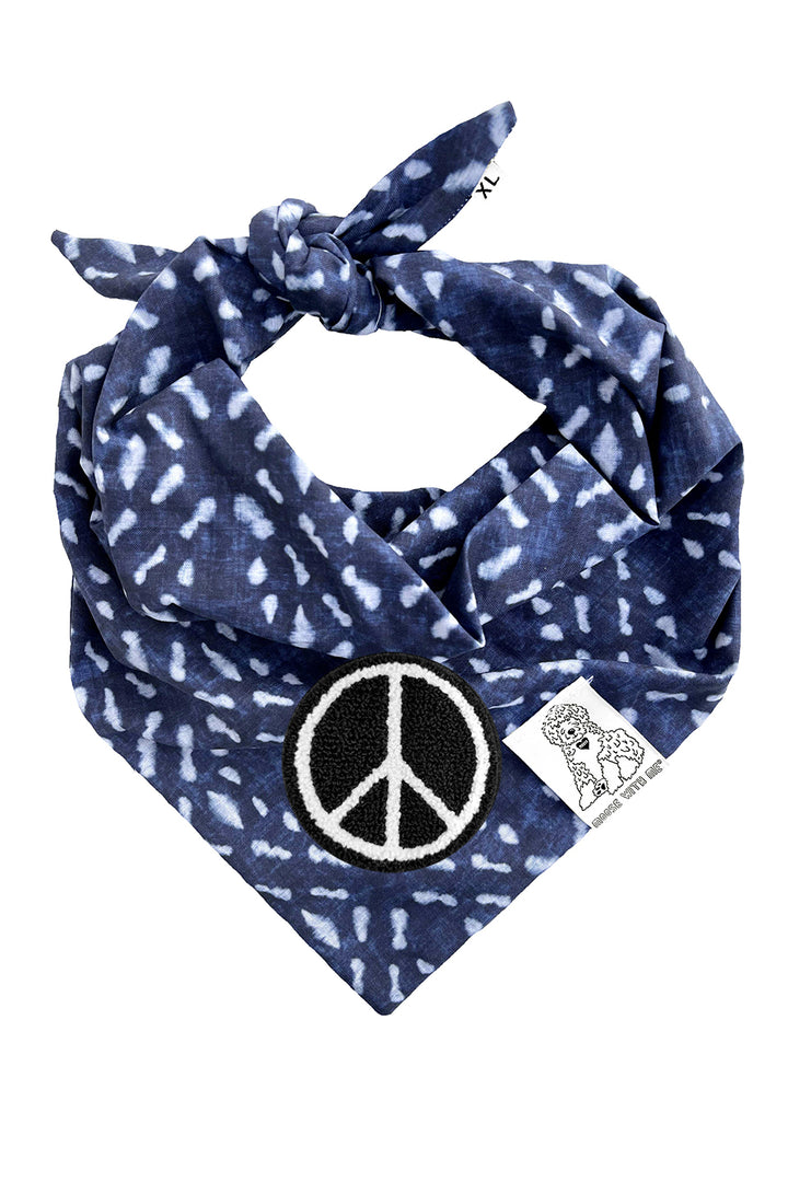 Dog Bandana Indigo - Navy - Customize by adding Interchangeable Velcro Embroidered Patches
