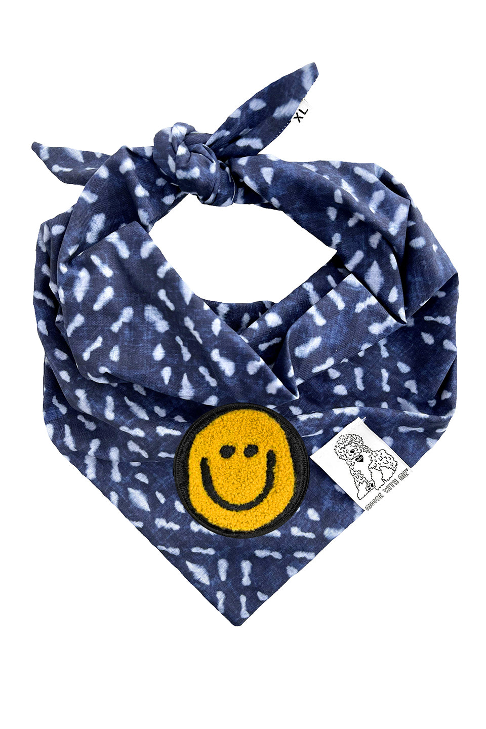 Dog Bandana Indigo - Navy - Customize by adding Interchangeable Velcro Embroidered Patches