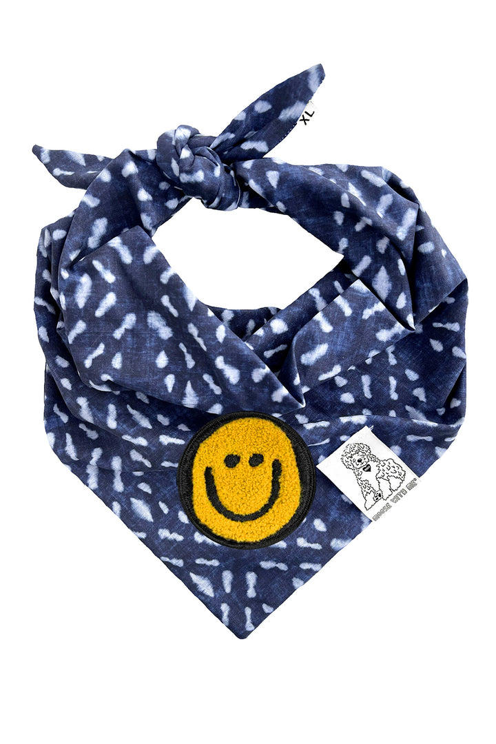 Dog Bandana Indigo - Navy - Customize by adding Interchangeable Velcro Embroidered Patches