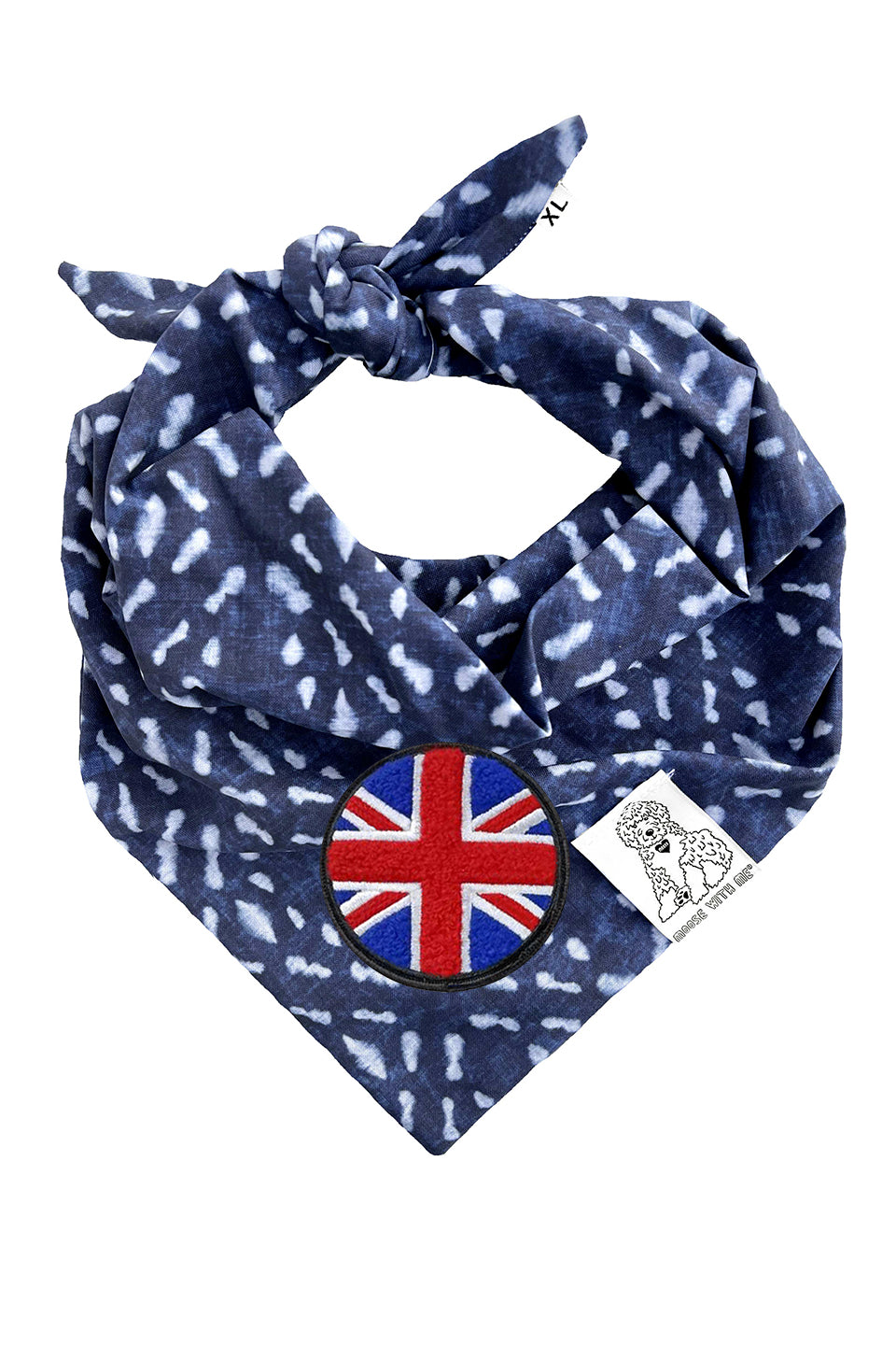 Dog Bandana Indigo - Navy - Customize by adding Interchangeable Velcro Embroidered Patches